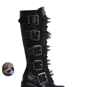Edgy Black Spiked Combat Boots